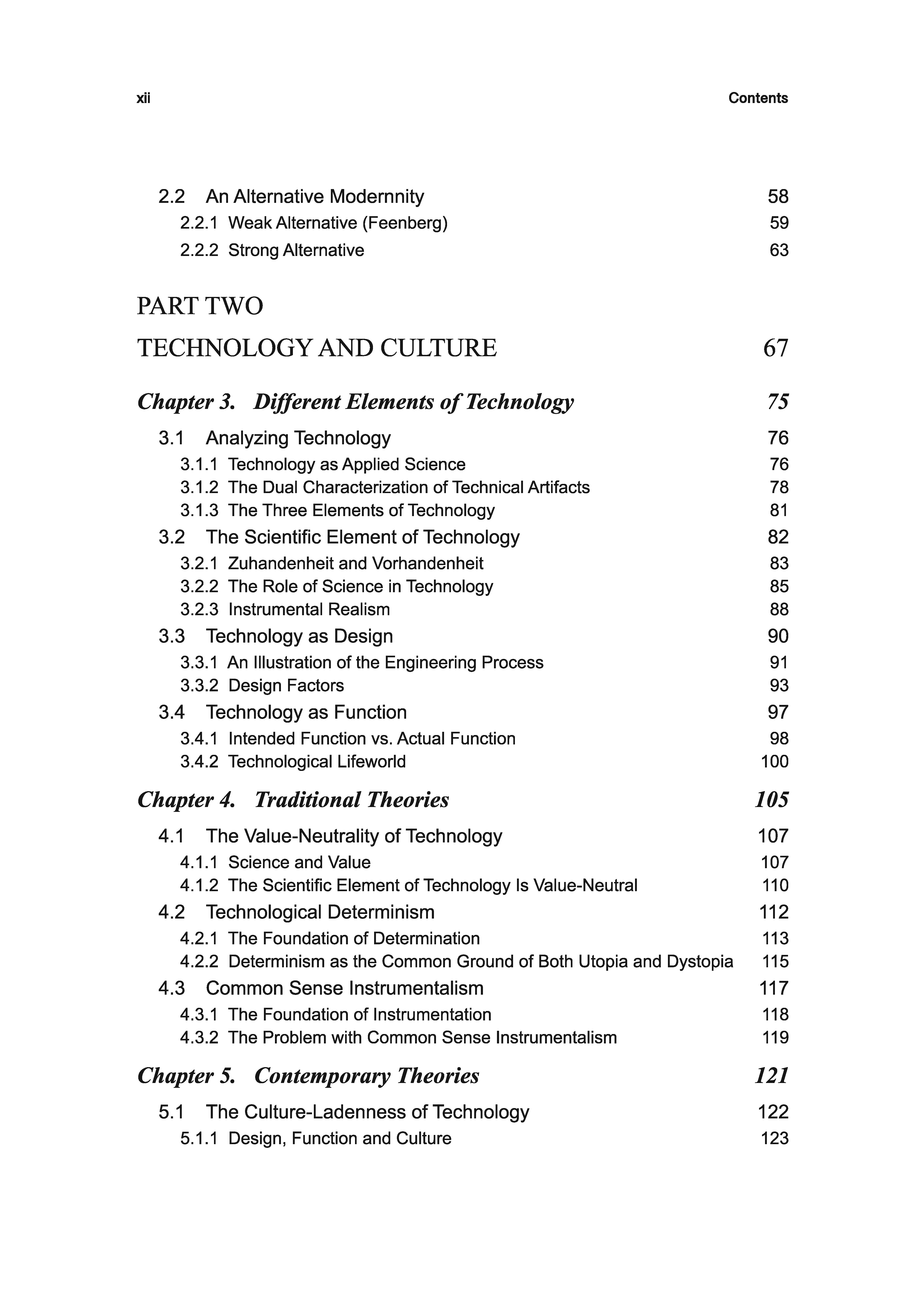 Technology in an Alternative Modernity — contents page
