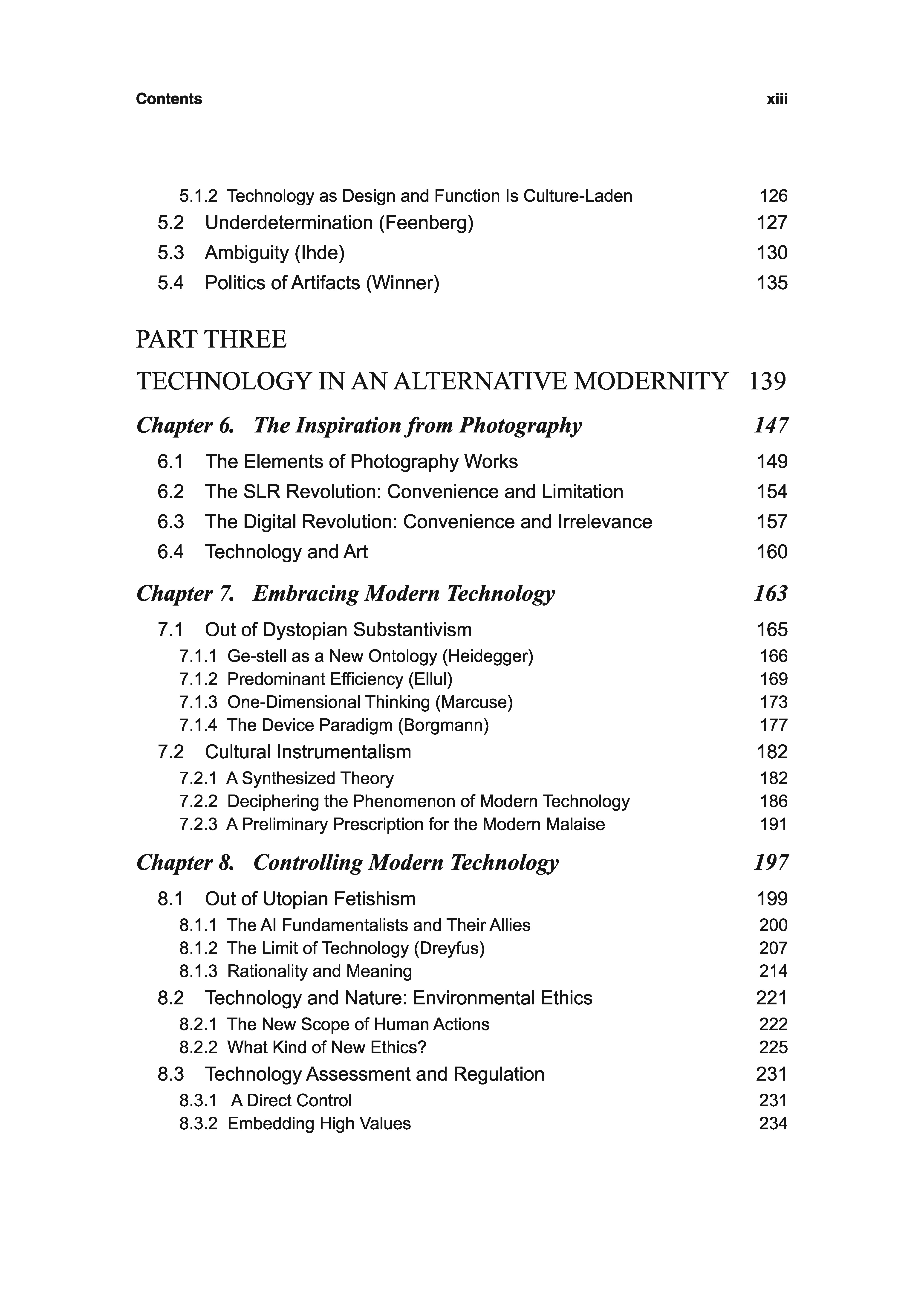 Technology in an Alternative Modernity — contents page