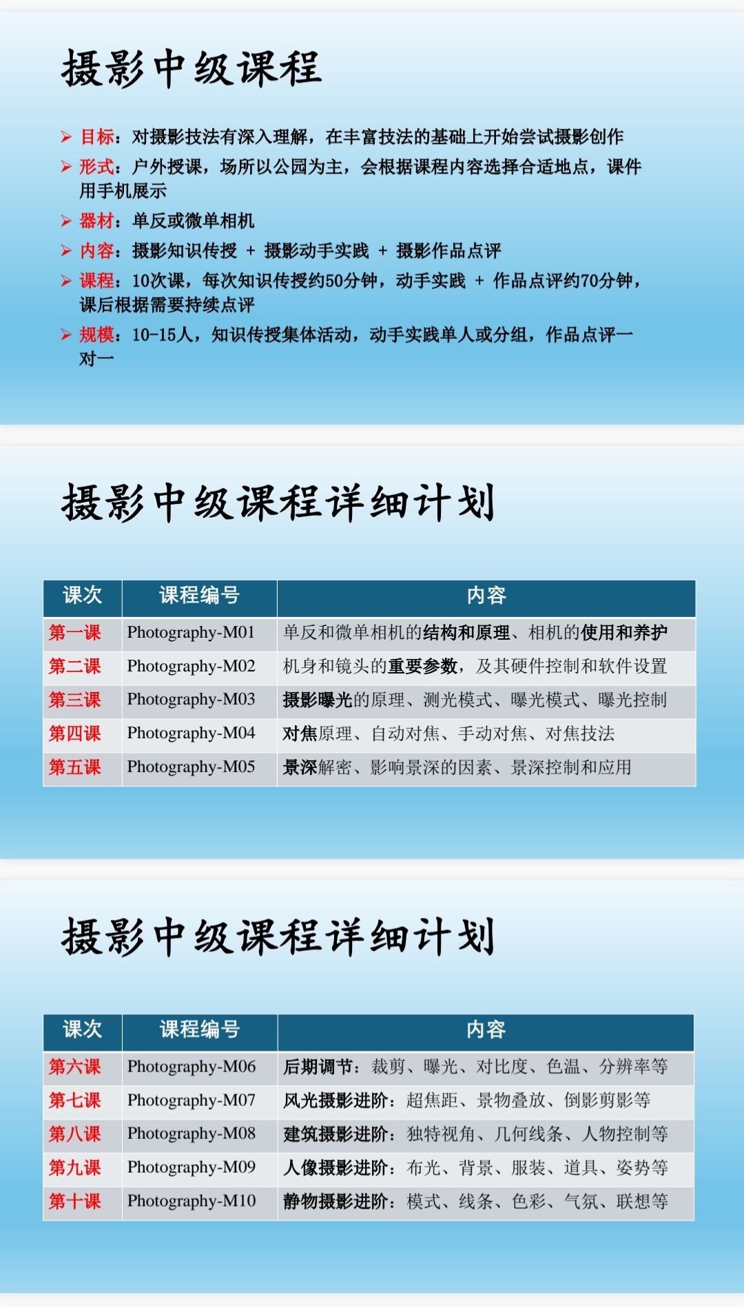 摄影中级课程