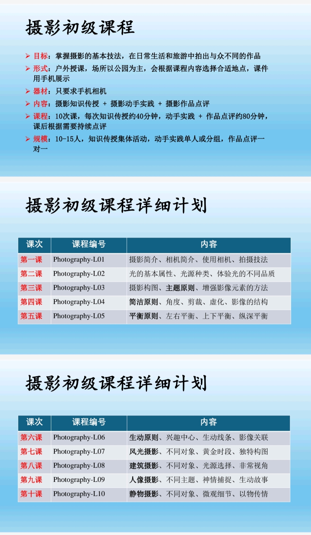 摄影初级课程